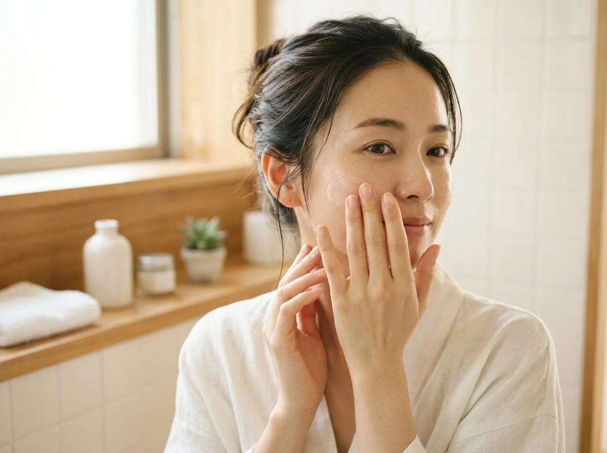 菌活スキンケアをする女性