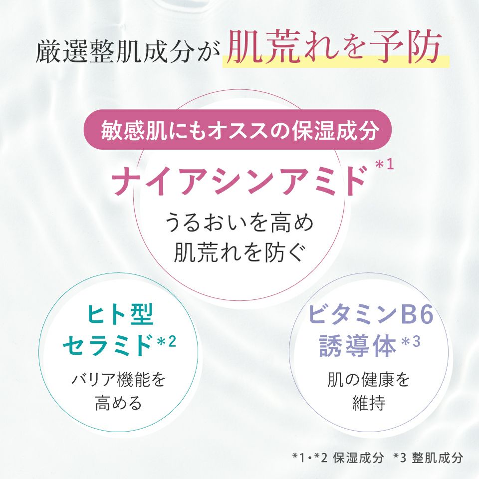 モイスチャーマトリックスNSはナイアシンアミドなど複数の肌荒れを防ぐ厳選成分を配合。